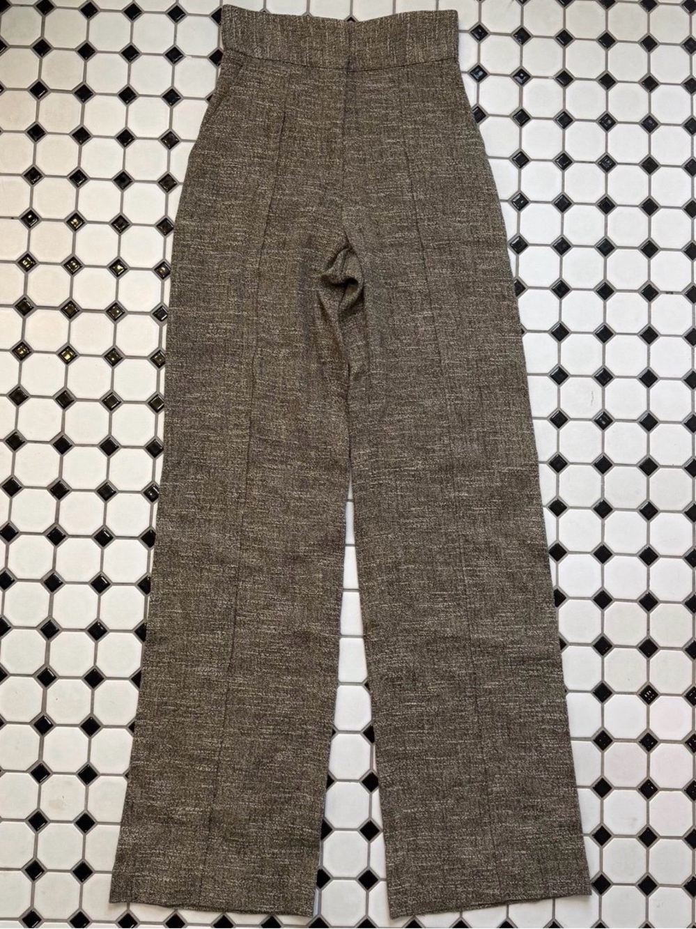 High-Rise Wide Leg Tweed Trousers